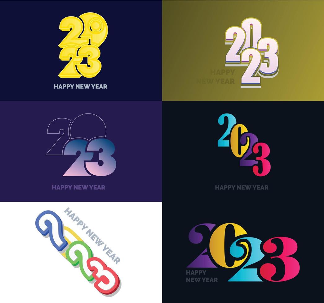 Big Set of 2023 Happy New Year logo text design 2023 number design template vector