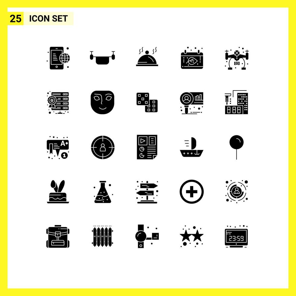 25 User Interface Solid Glyph Pack of modern Signs and Symbols of hobbies date vehicles calendar servise Editable Vector Design Elements