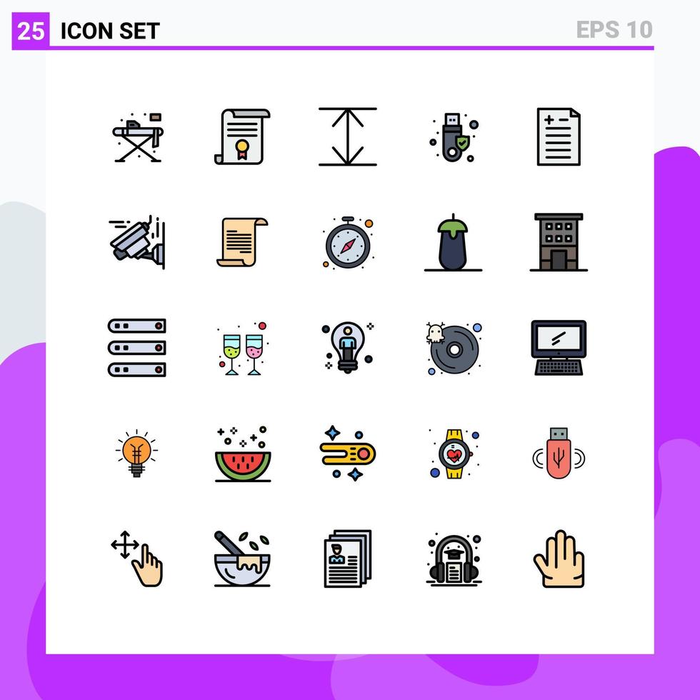 Set of 25 Modern UI Icons Symbols Signs for test comparison education usb signature Editable Vector Design Elements