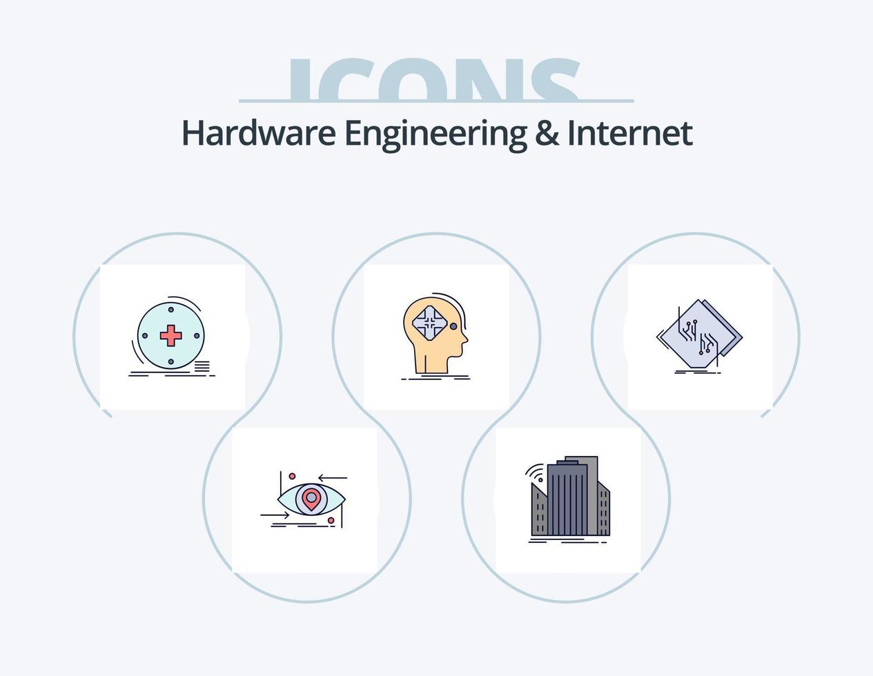 Hardware Engineering And Internet Line Filled Icon Pack 5 Icon Design. house. automation. network. engineering. circuit vector