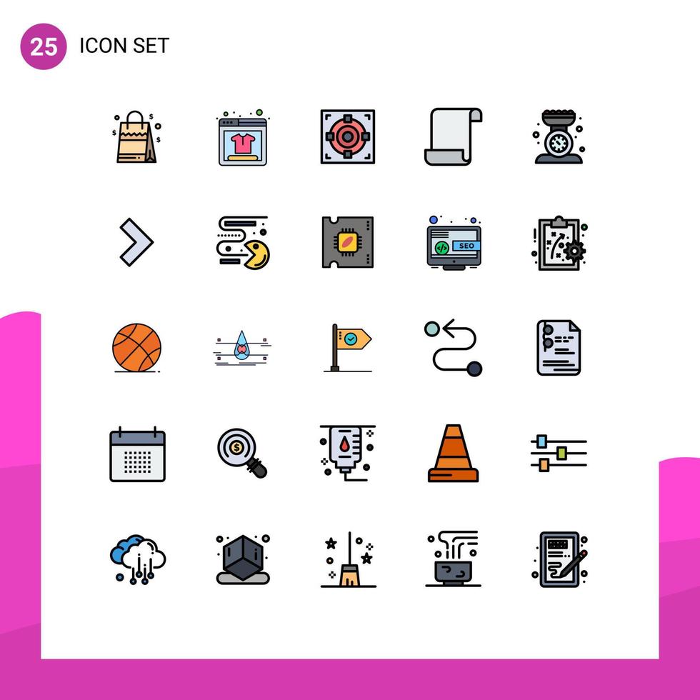 conjunto de 25 iconos de interfaz de usuario modernos símbolos signos para escala de cocina logro de cocina registro de cocción elementos de diseño vectorial editables vector