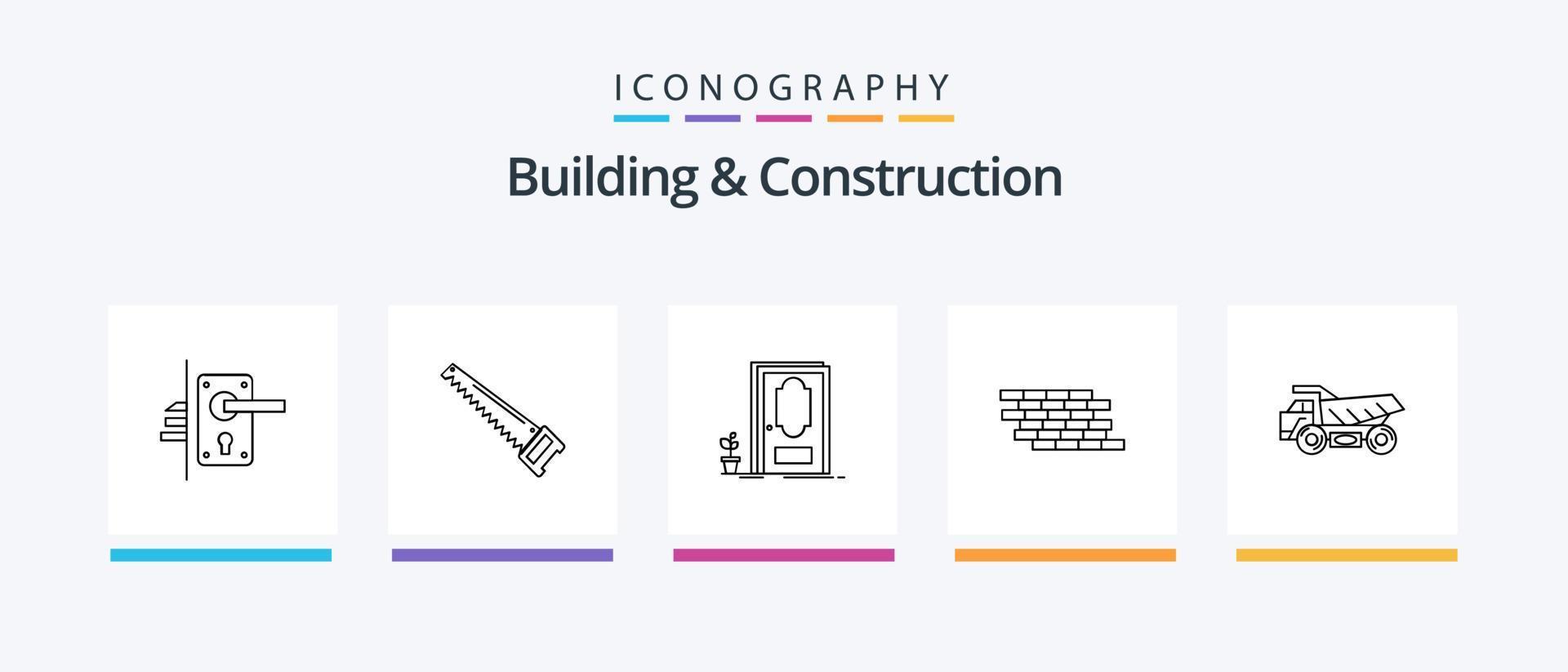 paquete de iconos de la línea 5 de construcción y construcción que incluye el interior. loseta. construyendo sugerencia. idea. diseño de iconos creativos vector