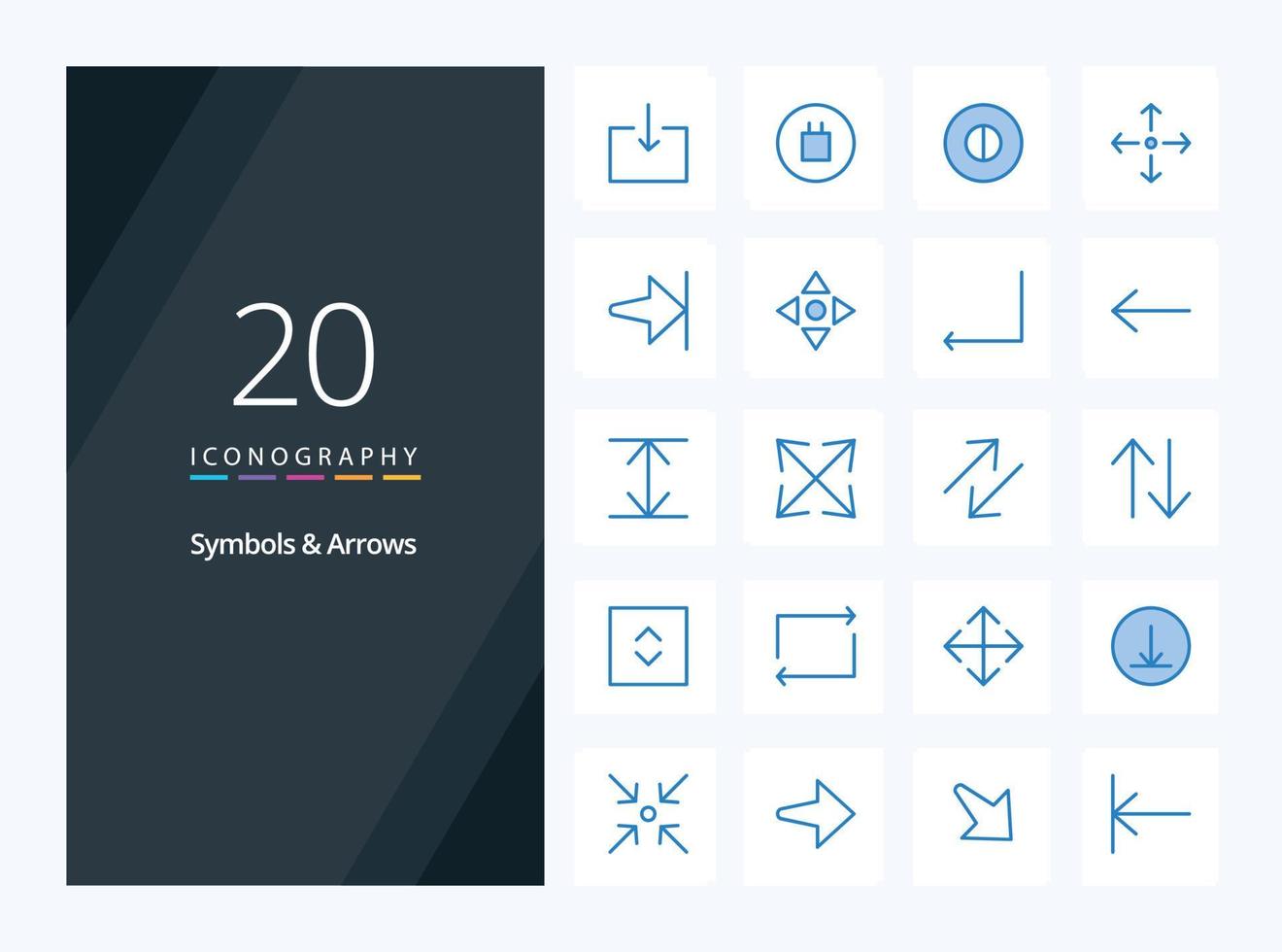 20 Symbols  Arrows Blue Color icon for presentation vector