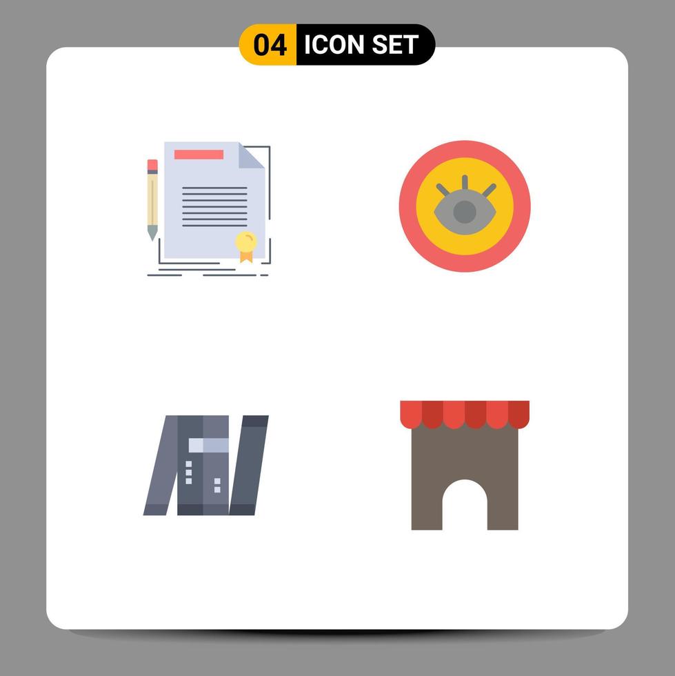 Pictogram Set of 4 Simple Flat Icons of agreement artificial document service bot Editable Vector Design Elements