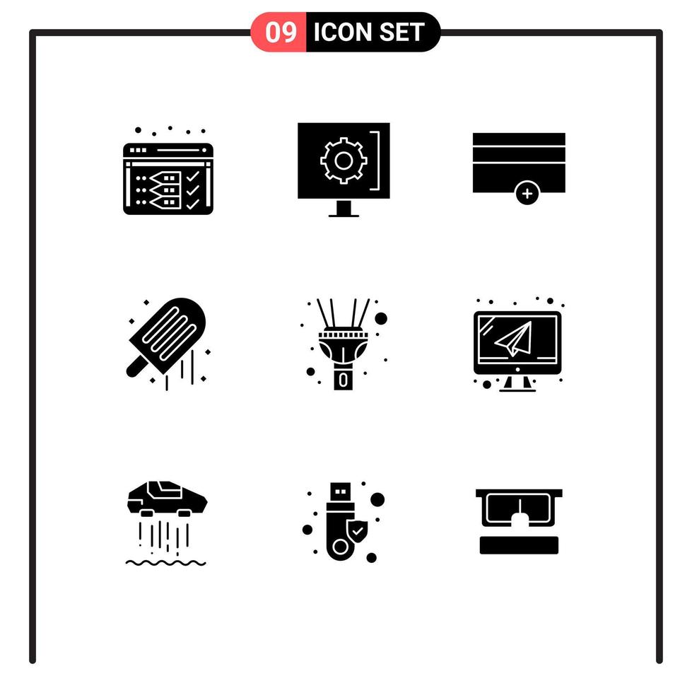 Stock Vector Icon Pack of 9 Line Signs and Symbols for flash ice cream support ice no Editable Vector Design Elements
