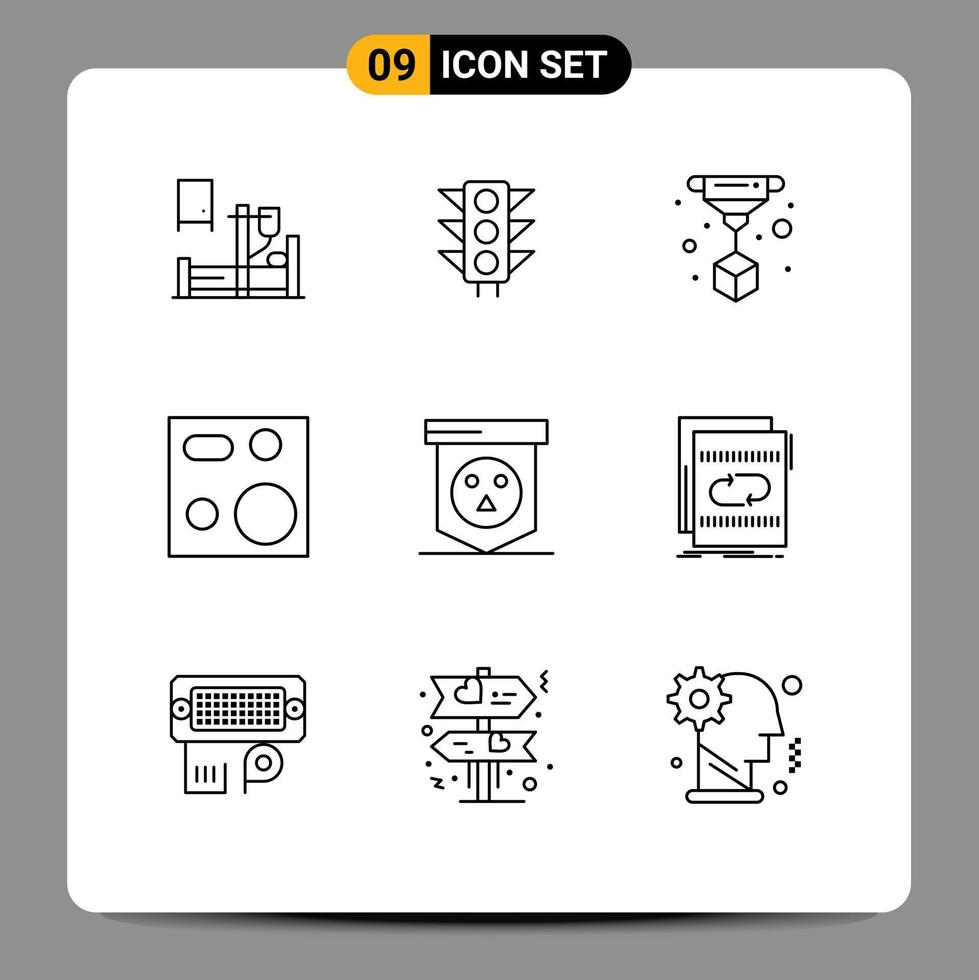 Modern Set of 9 Outlines Pictograph of halloween products print plate devices Editable Vector Design Elements