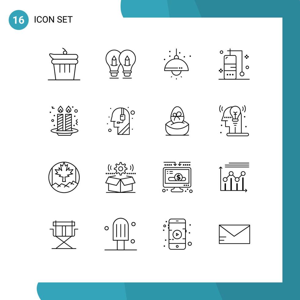 Pictogram Set of 16 Simple Outlines of candle vacation light travel light Editable Vector Design Elements
