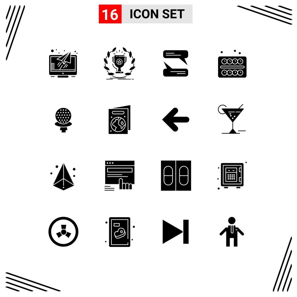 Pack of 16 Modern Solid Glyphs Signs and Symbols for Web Print Media such as sport student victory school office Editable Vector Design Elements