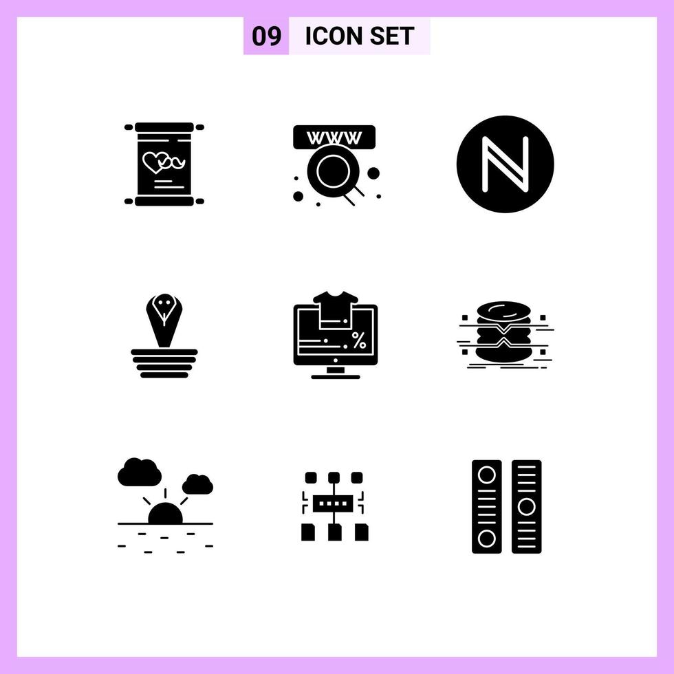 Solid Glyph Pack of 9 Universal Symbols of percentage monitor blockchain king cobra Editable Vector Design Elements