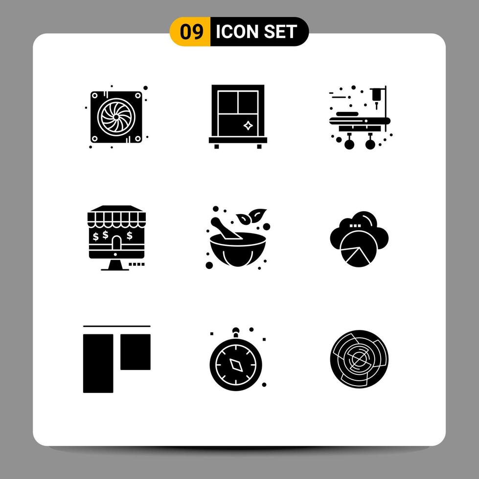 9 Thematic Vector Solid Glyphs and Editable Symbols of cloud scince cloud online reporting pestle Editable Vector Design Elements
