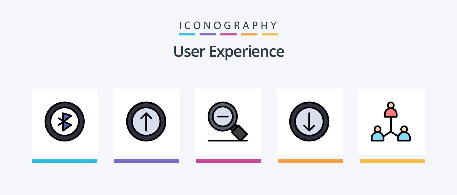 la línea de experiencia del usuario llenó el paquete de 5 iconos, incluida la navegación. Brújula . desarrollo. perfil. diseño de iconos creativos vector