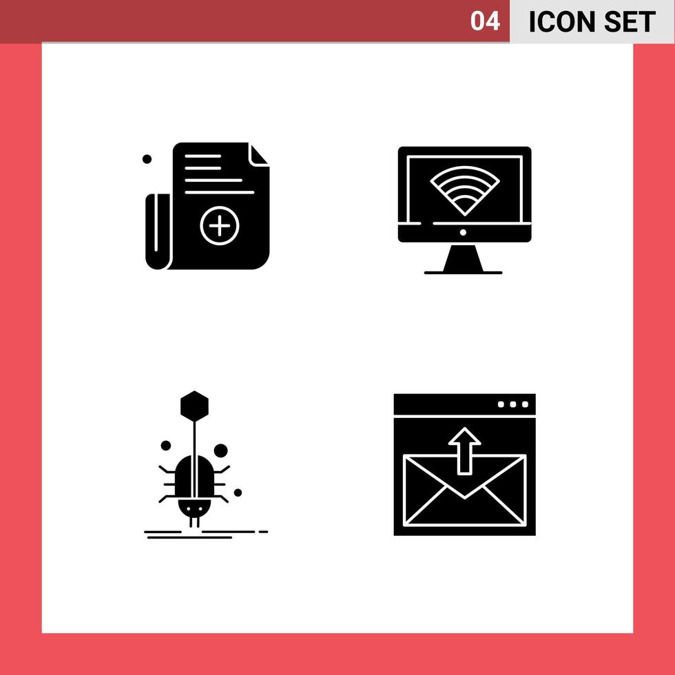 Stock Vector Icon Pack of 4 Line Signs and Symbols for form spider computer signal web Editable Vector Design Elements
