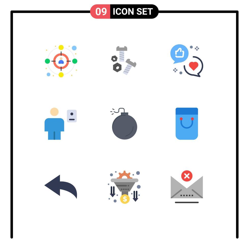 9 Thematic Vector Flat Colors and Editable Symbols of bomb human communication description avatar Editable Vector Design Elements