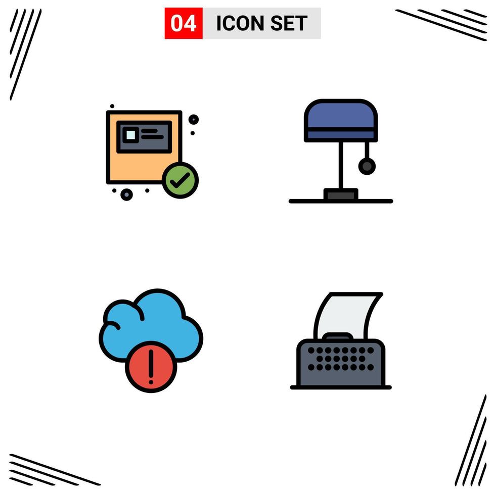 4 Universal Filledline Flat Colors Set for Web and Mobile Applications box data shopping light paper Editable Vector Design Elements