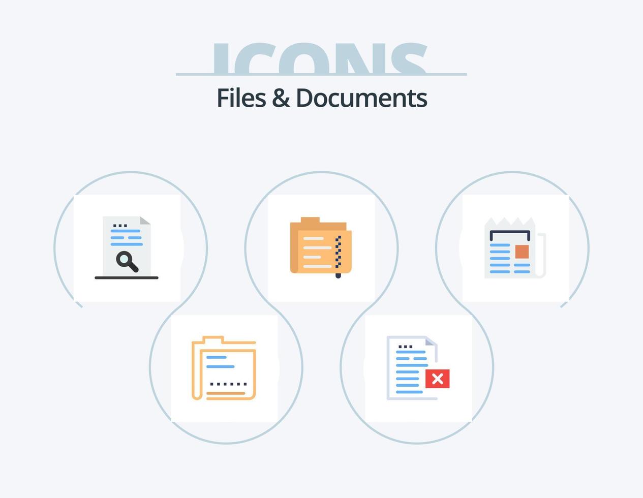 Files And Documents Flat Icon Pack 5 Icon Design. document. archive. file. find. document vector