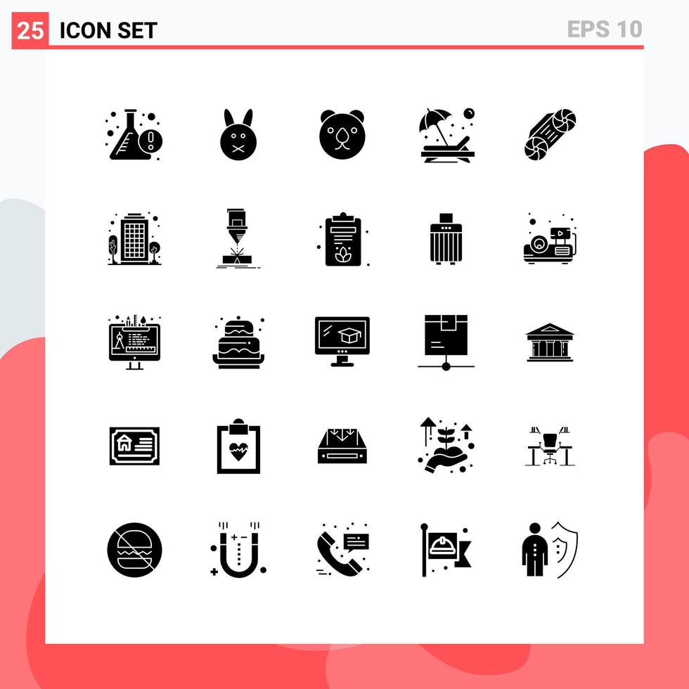 Set of 25 Modern UI Icons Symbols Signs for technology radio head sunbathe person Editable Vector Design Elements