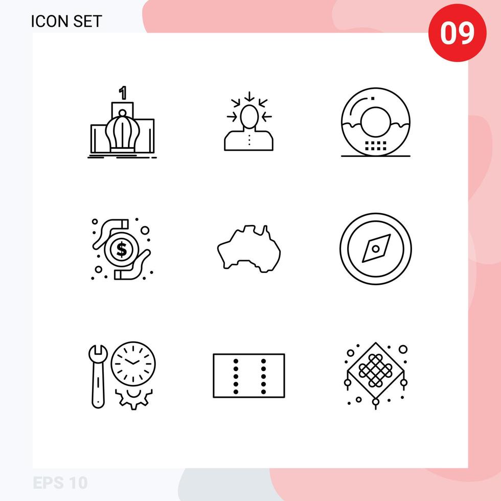 9 iconos creativos signos y símbolos modernos de la tarjeta de transacción comida humana bebidas elementos de diseño vectorial editables vector