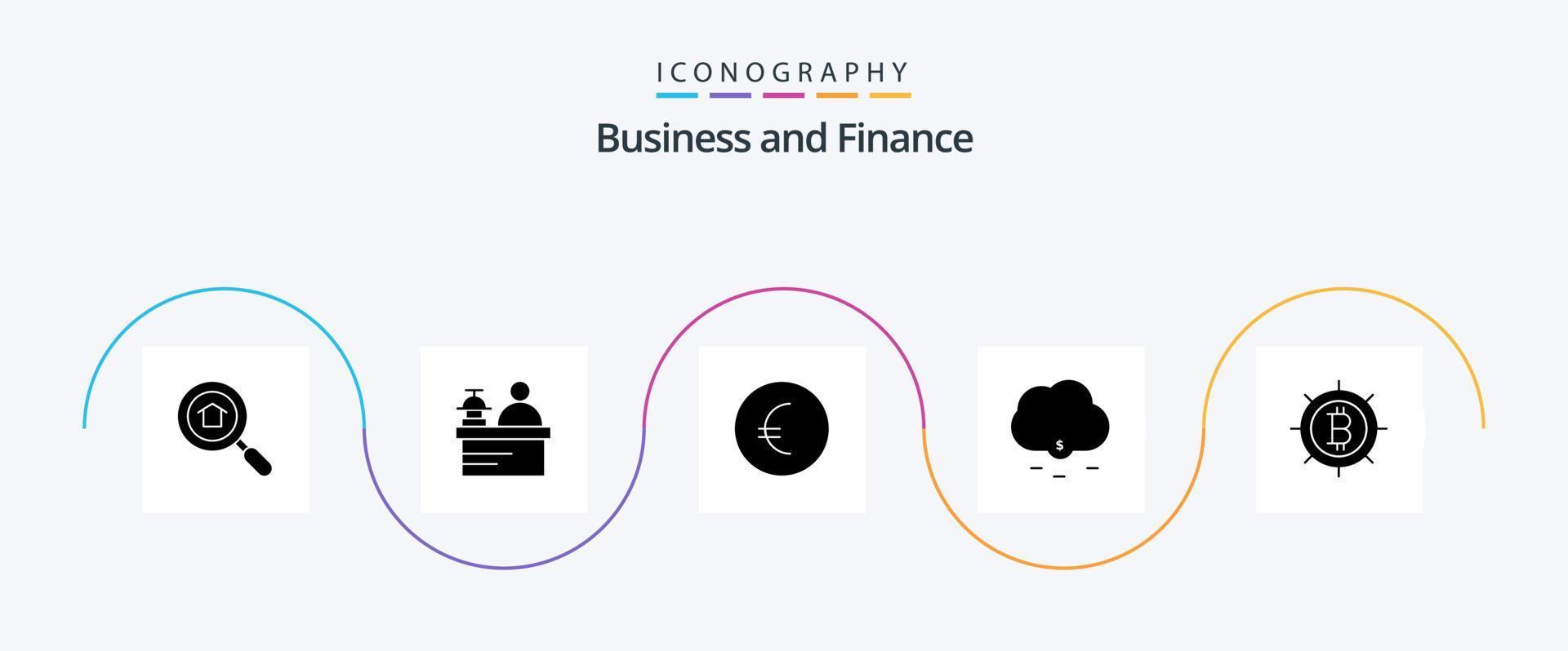 paquete de iconos de glifo 5 de finanzas que incluye . nube. dinero vector