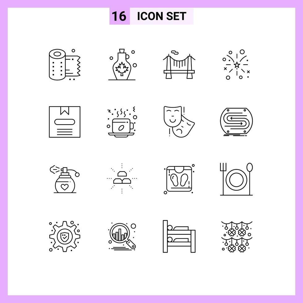 16 iconos creativos signos y símbolos modernos de elementos de diseño vectorial editables de camino de fuego de hoja americana de caja vector