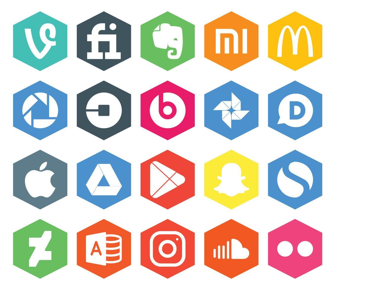 20 Social Media Icon Pack Including simple apps driver google play apple vector