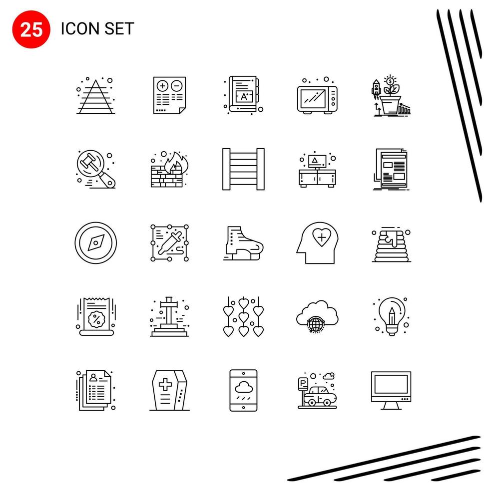 25 iconos creativos signos y símbolos modernos de microondas financiero menos cocina ebook elementos de diseño vectorial editables vector