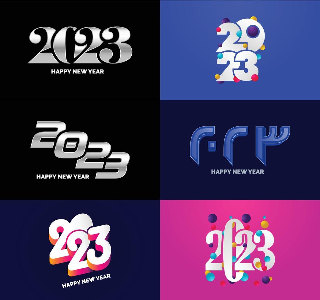Big Collection of 2023 Happy New Year symbols Cover of business diary for 2023 with wishes vector