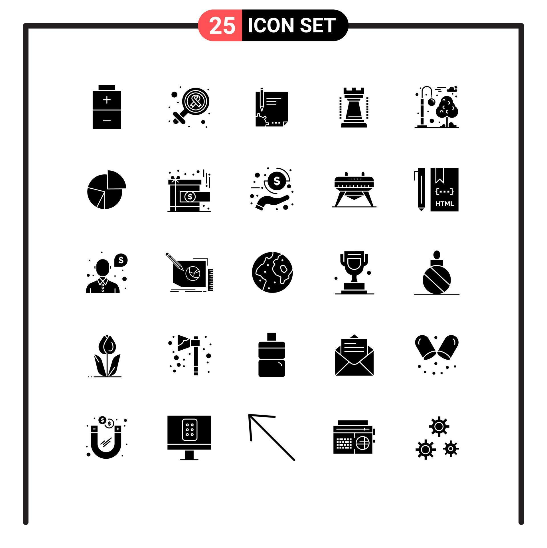 Set of 25 Modern UI Icons Symbols Signs for sports games document