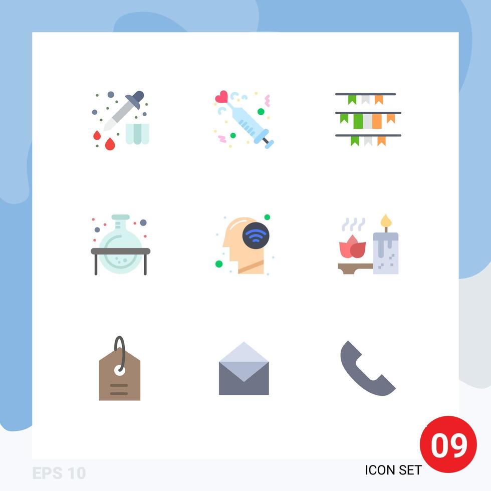 Group of 9 Modern Flat Colors Set for connect science banner flask irish Editable Vector Design Elements