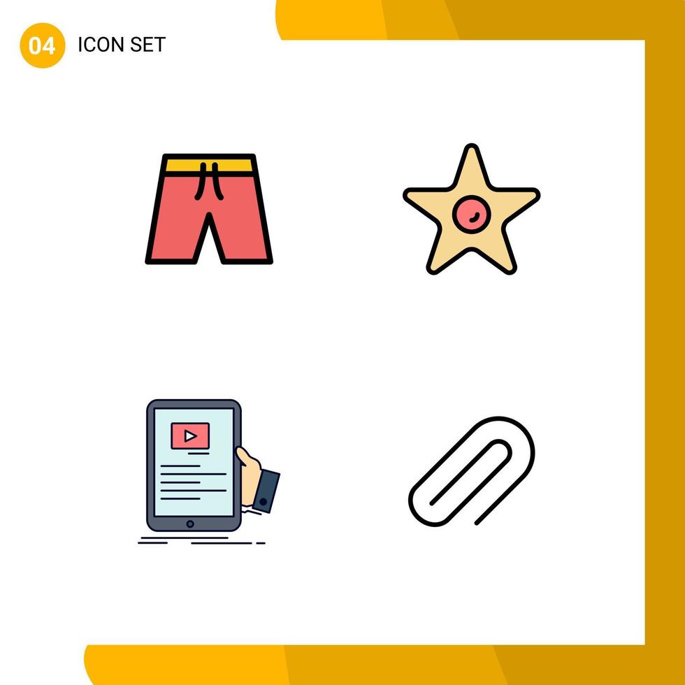 4 Filledline Flat Color concept for Websites Mobile and Apps beach online shorts studio seminar Editable Vector Design Elements