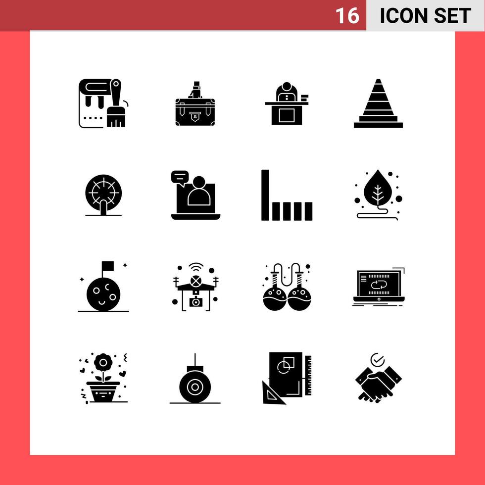 16 User Interface Solid Glyph Pack of modern Signs and Symbols of user person documents laptop business Editable Vector Design Elements