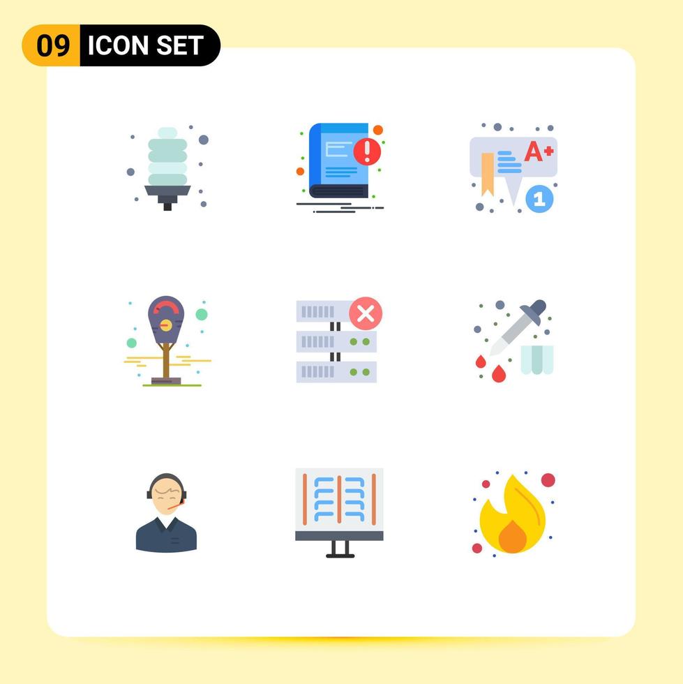 Set of 9 Modern UI Icons Symbols Signs for server database education parking machine Editable Vector Design Elements