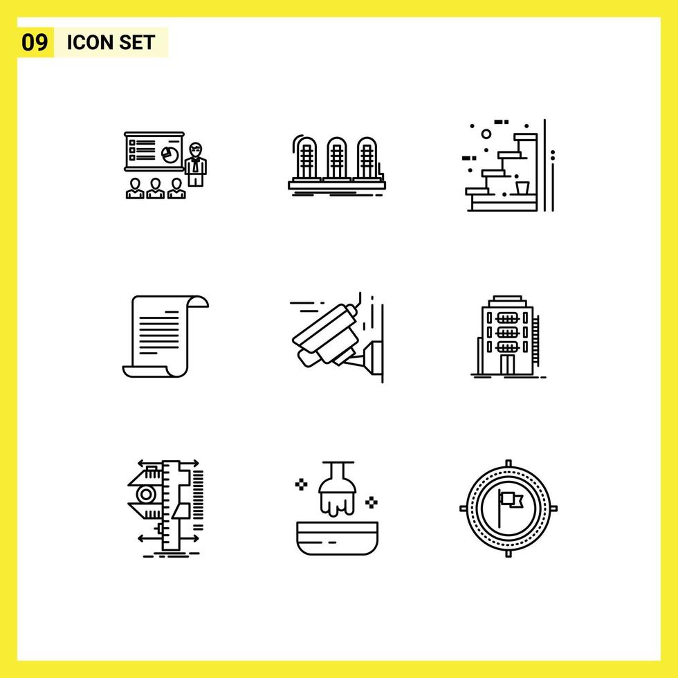 User Interface Pack of 9 Basic Outlines of file stairs analog stage steps Editable Vector Design Elements