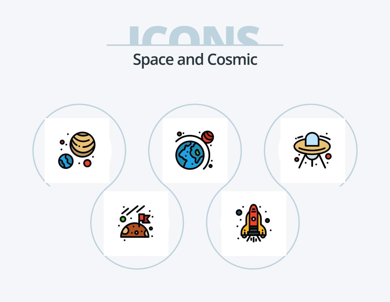 Space Line Filled Icon Pack 5 Icon Design. . spacecraft. space. space car. automobile vector