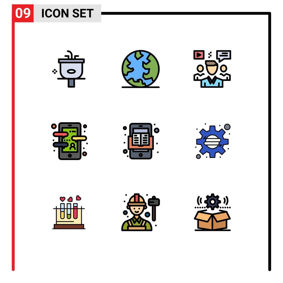 9 iconos creativos signos y símbolos modernos de lenguaje chat aplicación web video elementos de diseño vectorial editables vector