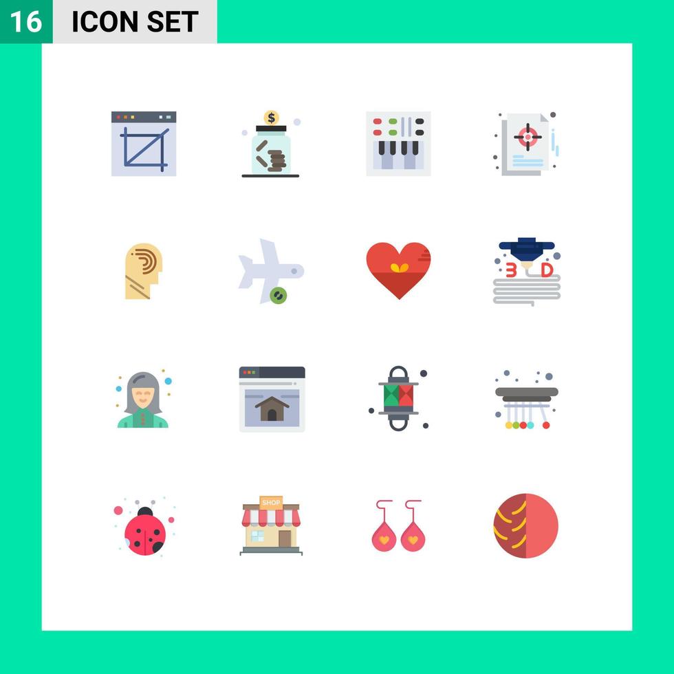 Modern Set of 16 Flat Colors and symbols such as management chart jar volume open volume Editable Pack of Creative Vector Design Elements