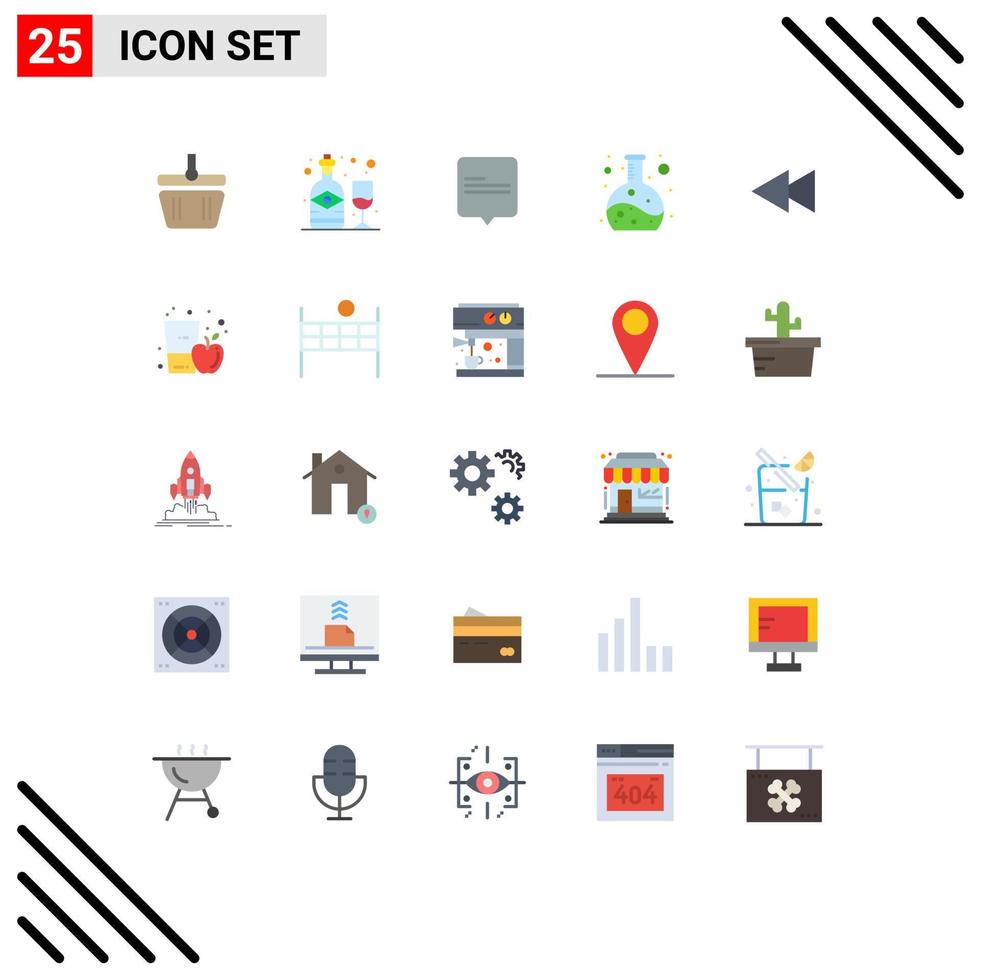 Set of 25 Vector Flat Colors on Grid for rewind back chat arrow experiment Editable Vector Design Elements