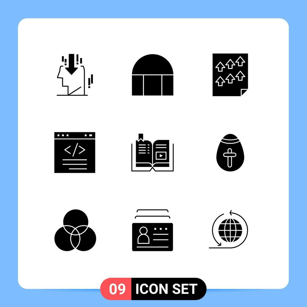 Stock Vector Icon Pack of 9 Line Signs and Symbols for interface coding data code report Editable Vector Design Elements