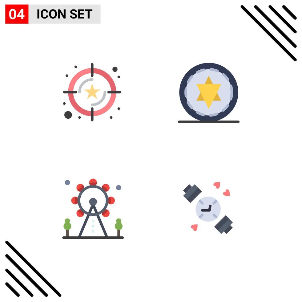 Modern Set of 4 Flat Icons Pictograph of rating park value magic watch Editable Vector Design Elements