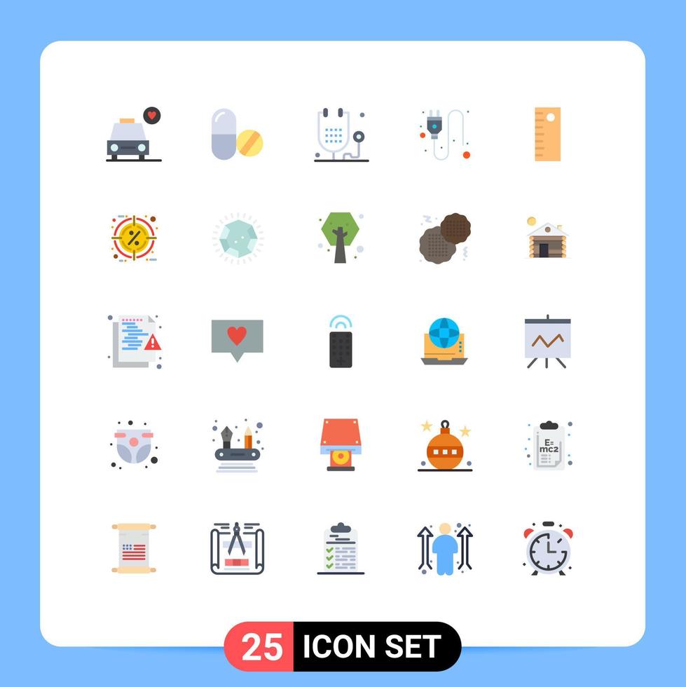 Set of 25 Modern UI Icons Symbols Signs for discount ruler fitness socket electric Editable Vector Design Elements