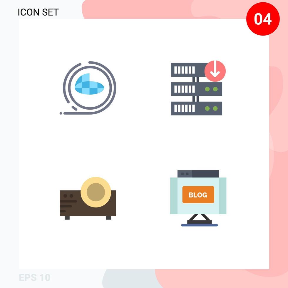 4 Thematic Vector Flat Icons and Editable Symbols of earth projector shaping download movie Editable Vector Design Elements