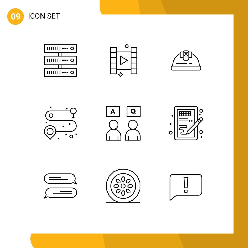 Pictogram Set of 9 Simple Outlines of qa education engineer answers road Editable Vector Design Elements