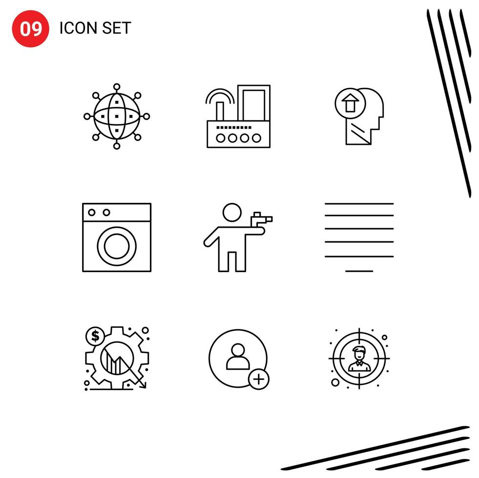 9 Creative Icons Modern Signs and Symbols of furniture up wifi mind human Editable Vector Design Elements