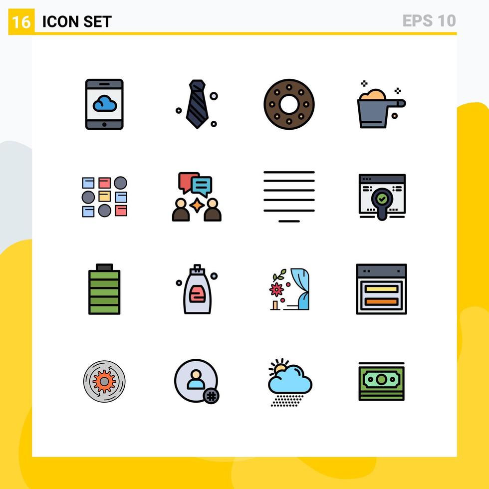 16 User Interface Flat Color Filled Line Pack of modern Signs and Symbols of pattren system system donuts pattren gauge Editable Creative Vector Design Elements