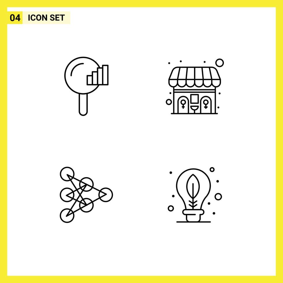 Mobile Interface Line Set of 4 Pictograms of find algorithm signal wc earth Editable Vector Design Elements