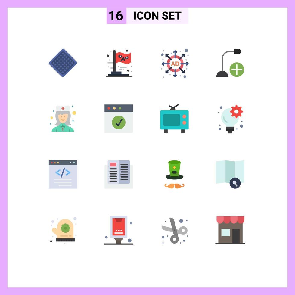 Group of 16 Modern Flat Colors Set for hospital hardware ad gadget computers Editable Pack of Creative Vector Design Elements