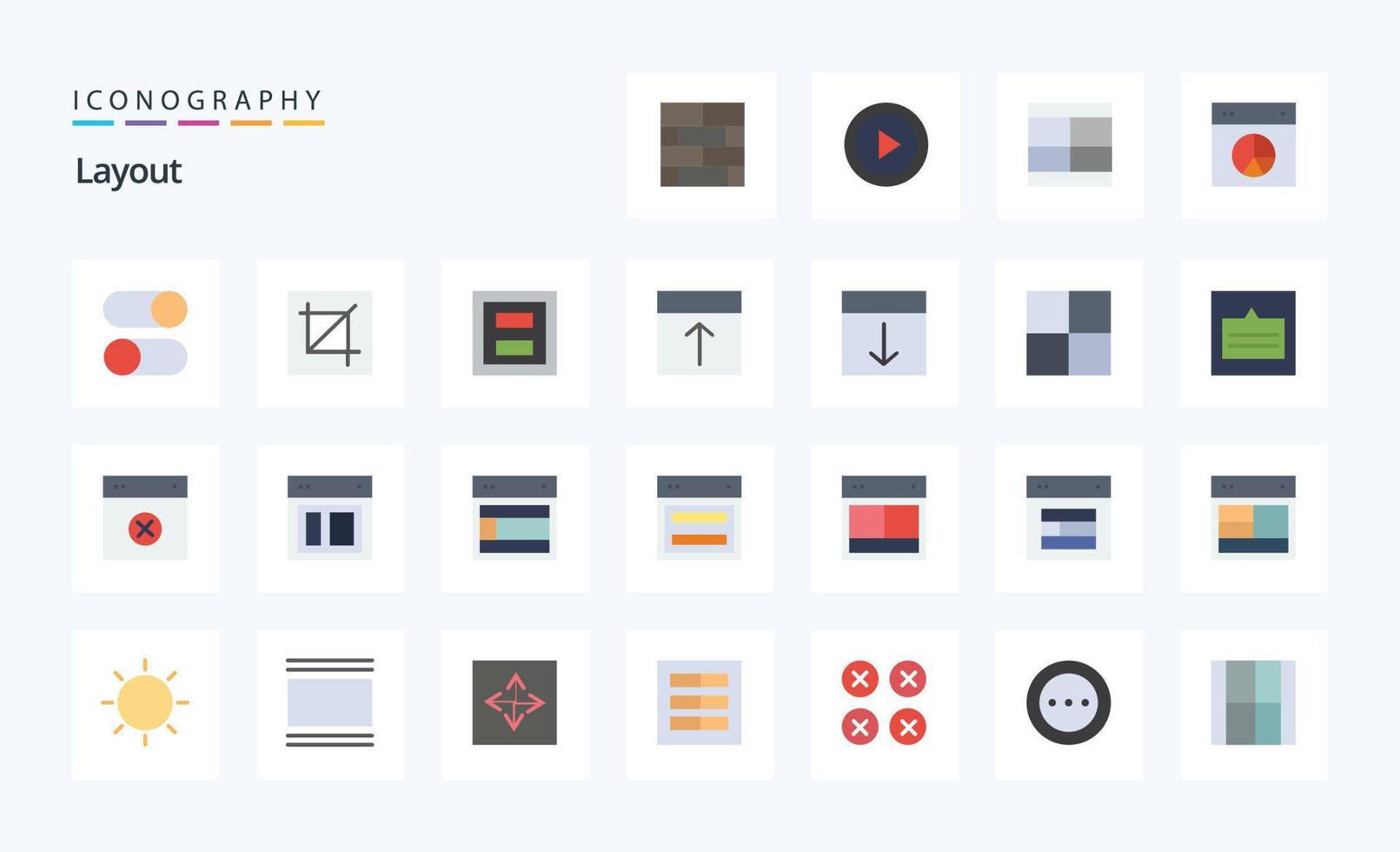 25 Layout Flat color icon pack vector