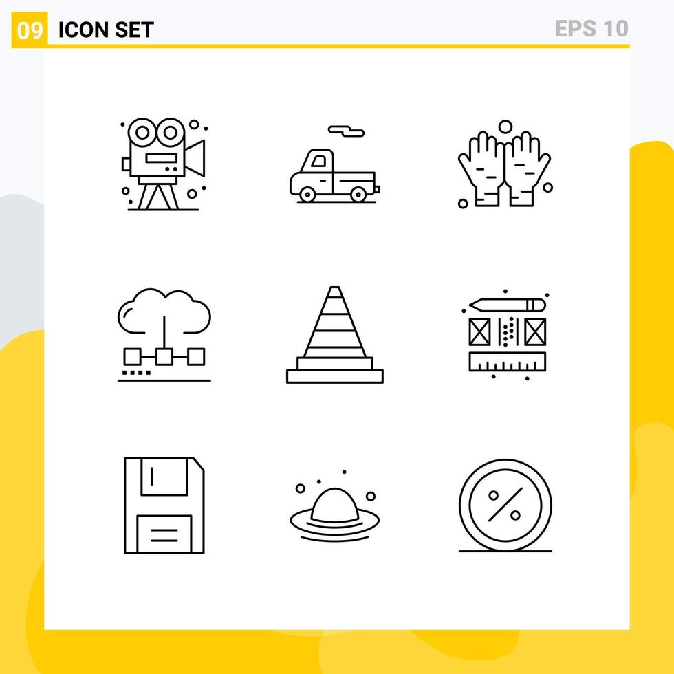 paquete de iconos de vectores de stock de 9 signos y símbolos de línea para la optimización de la construcción elementos de diseño de vectores editables de computación de medios dua