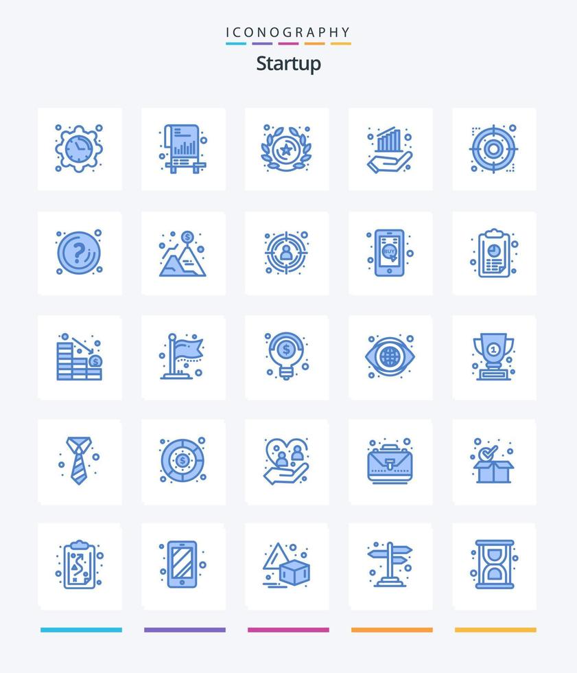 Creative Startup 25 Blue icon pack  Such As strategy. hand. badge. finance. chart vector