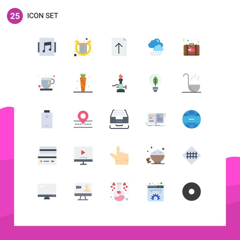 Set of 25 Modern UI Icons Symbols Signs for suitcase love import briefcase weather Editable Vector Design Elements