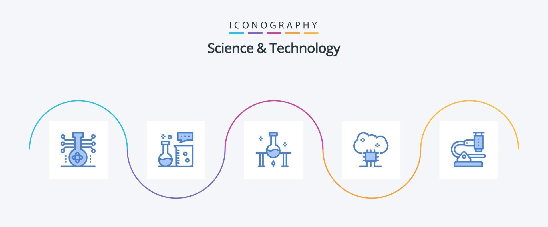 paquete de iconos azul 5 de ciencia y tecnología que incluye redes en la nube. servicios basados en la nube. equipo de laboratorio. laboratorio de ciencia. ciencia vector